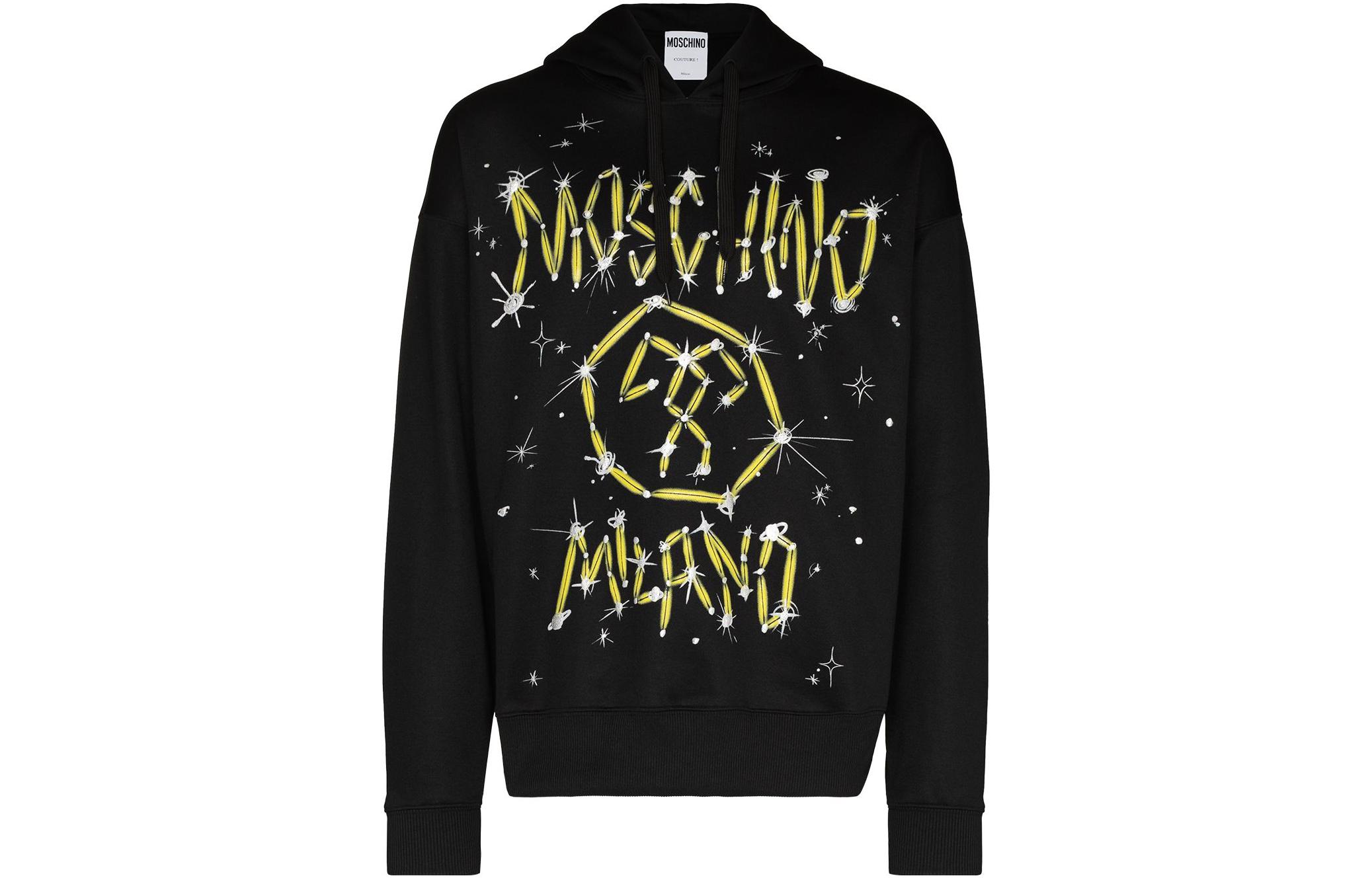 MOSCHINO FW22 Graphic Print Black Hoodie Long Sleeve A17172029A1555