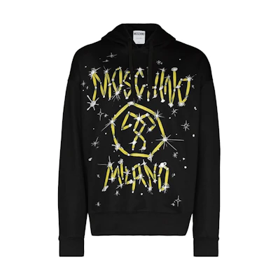 MOSCHINO FW22 Graphic Print Black Hoodie Long Sleeve A17172029A1555