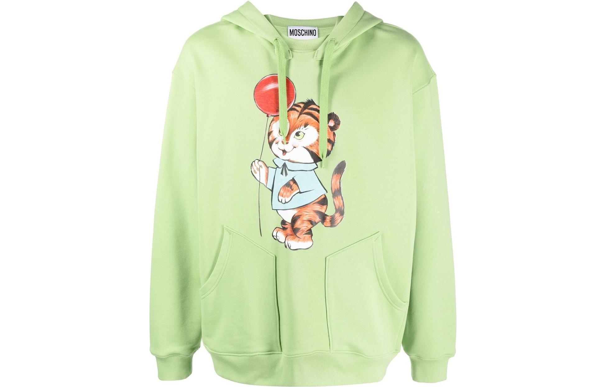 MOSCHINO FW22 Graphic Print Drawstring Hoodie Green () A1715-7028-1397