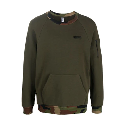 MOSCHINO FW22 Green Camouflage Trim Long Sleeve Pullover Sweatshirt A1718-8137-0430