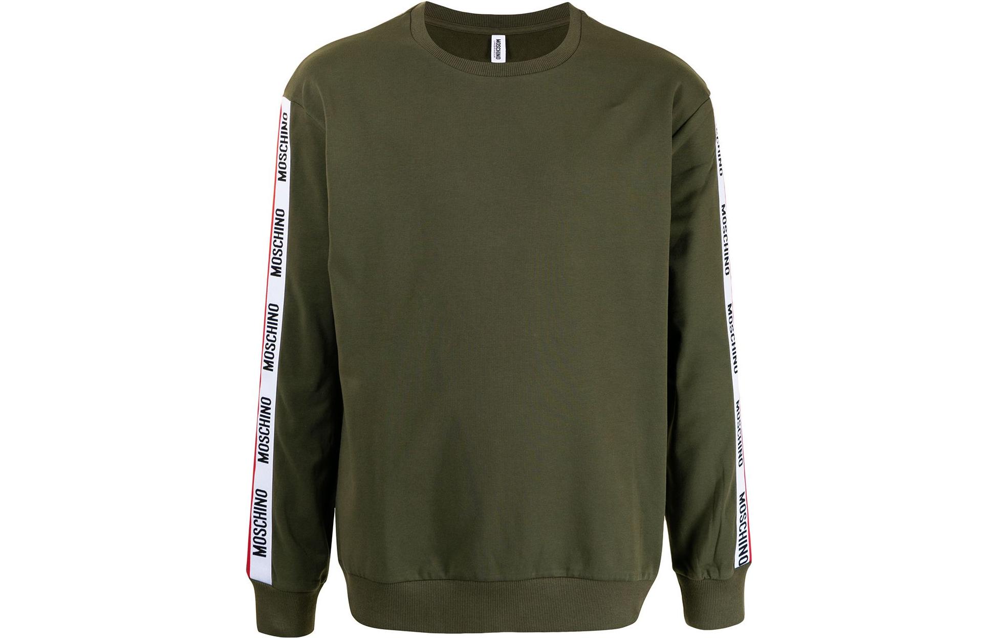 MOSCHINO FW22 Green Crewneck Logo Patch Long Sleeve Sweatshirt A1706-8104-0430