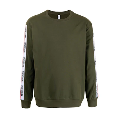 MOSCHINO FW22 Green Crewneck Logo Patch Long Sleeve Sweatshirt A1706-8104-0430