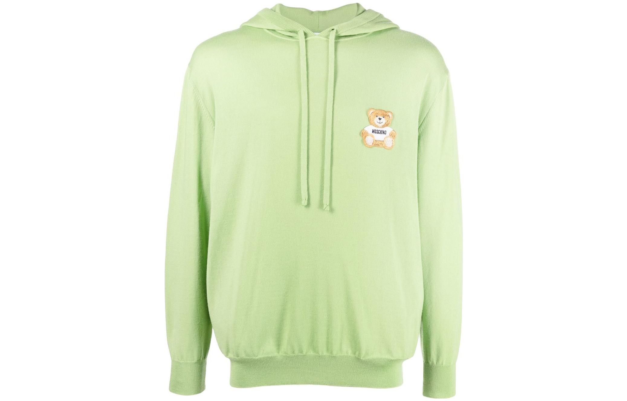 MOSCHINO FW22 Green Hoodie with Cartoon Embroidery Design for Men V0914-7000-0397