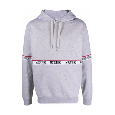 MOSCHINO FW22 Grey Hoodie with Logo Trim Details A17128102