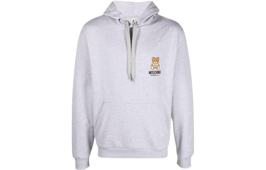 MOSCHINO FW22 Grey Pullover Hoodie with Bear Logo - Long Sleeve A1709-8104-0489