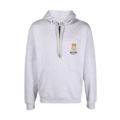 MOSCHINO FW22 Grey Pullover Hoodie with Bear Logo - Long Sleeve A1709-8104-0489