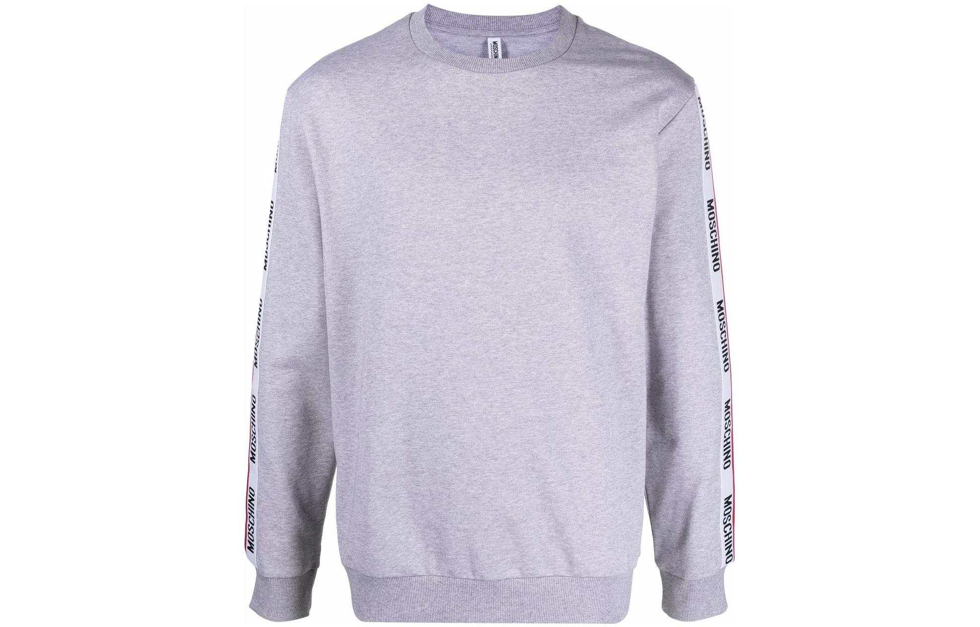 MOSCHINO FW22 Grey Slim-Fit Logo Crewneck Sweatshirt A1706-8102-489