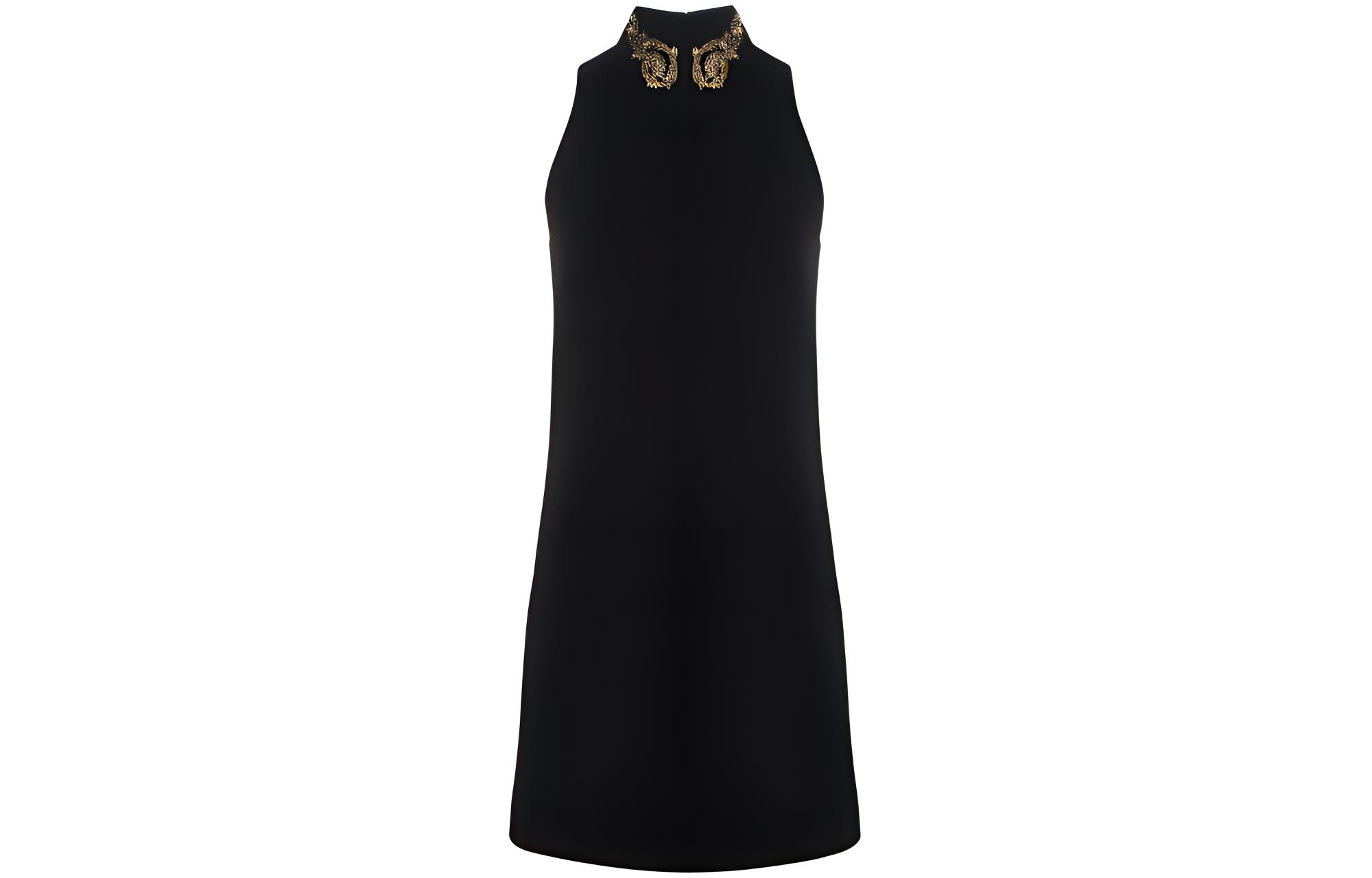 MOSCHINO FW22 High Neck Sleeveless Black Dress with Collar Detail. A0460-5424-2555