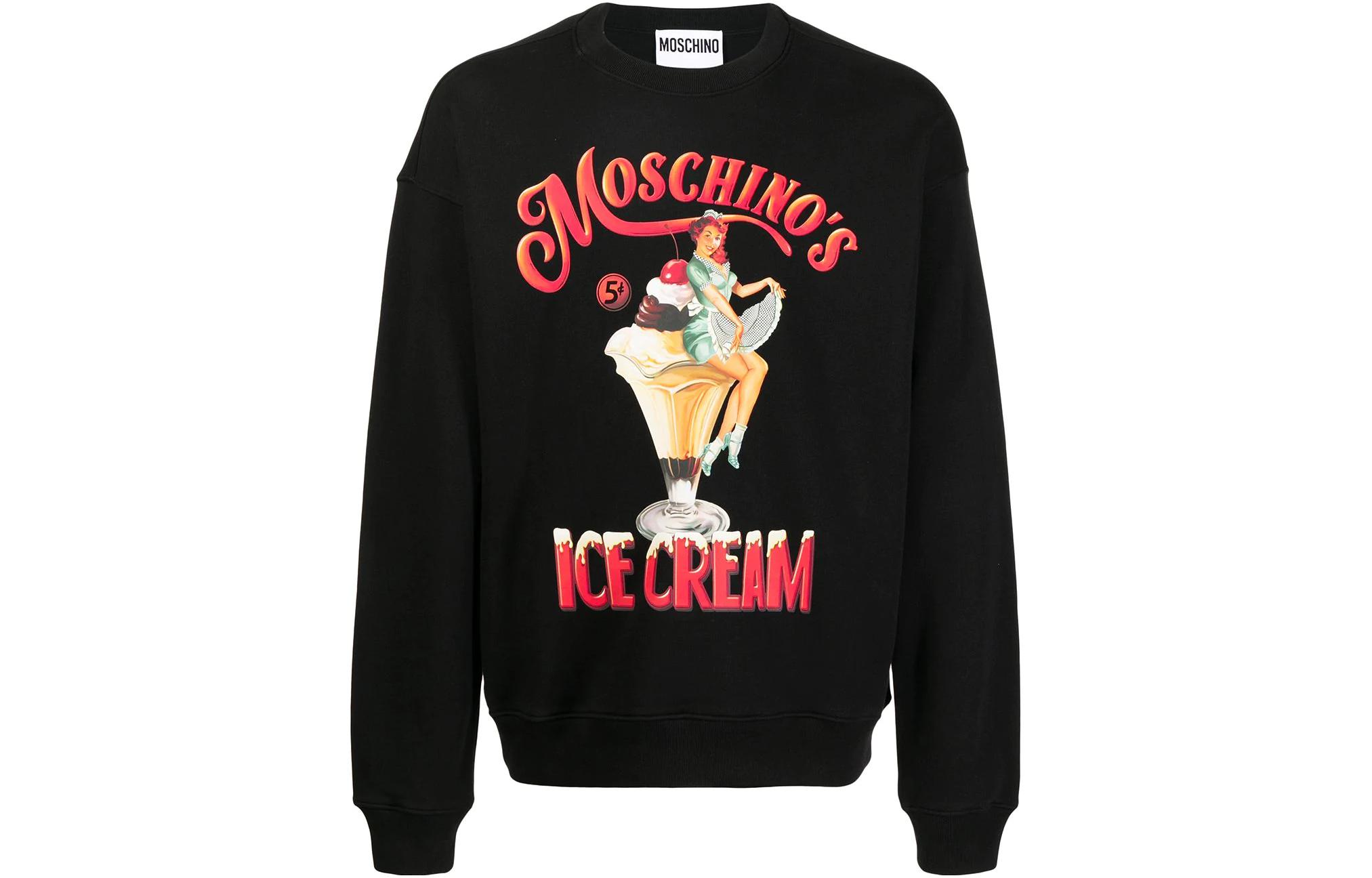 MOSCHINO FW22 Ice Cream Logo Pullover Sweatshirt Black () A1726-0228-1555