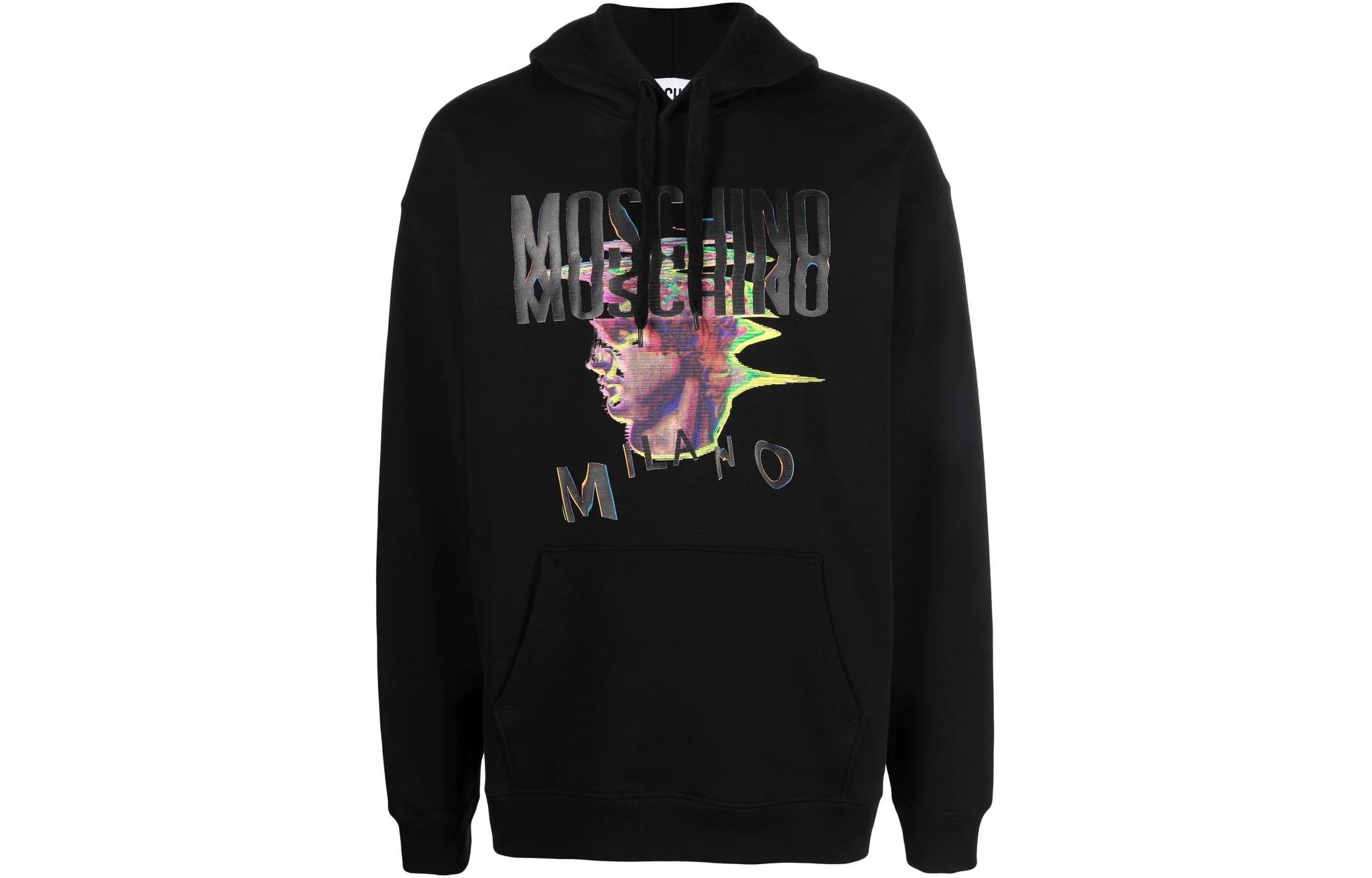 MOSCHINO FW22 Letter Logo Print Hoodie Black Long Sleeve J1710-7027-1555