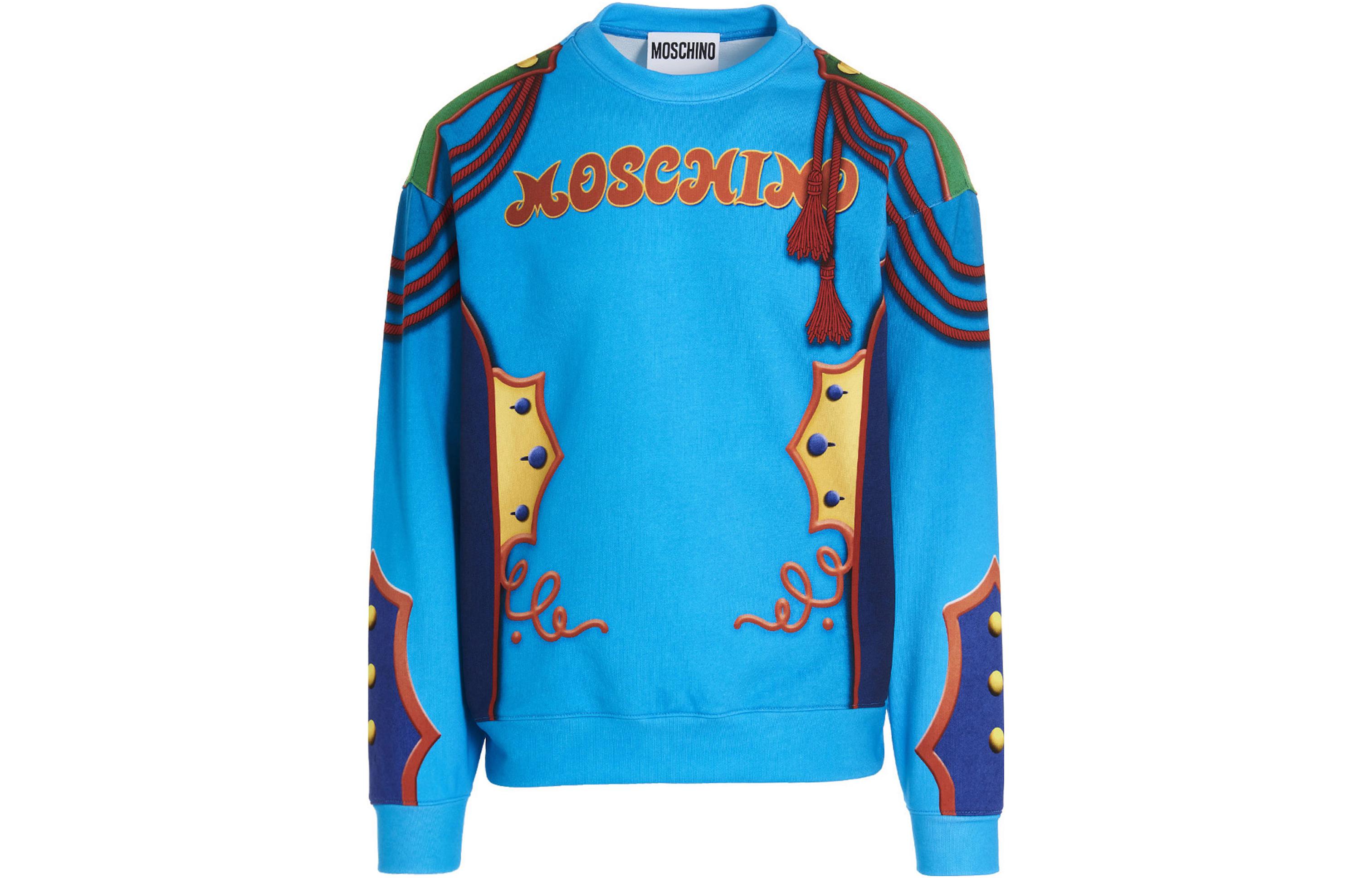 MOSCHINO FW22 Letter Print Crewneck Pullover Sweatshirt Men’s Blue A1714-5227-1366