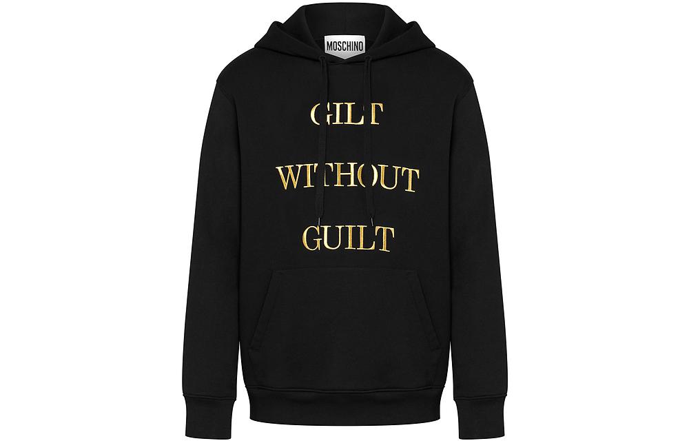 MOSCHINO FW22 Letter Print Hoodie Black Long Sleeve AEF222ZSJ17887228