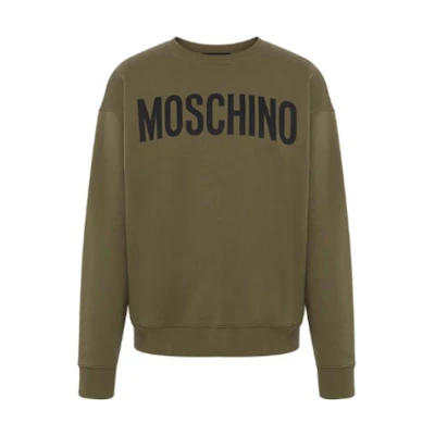 MOSCHINO FW22 Logo Crewneck Pullover Sweatshirt Men’s Military Green AEF222ZRA17017028-GN