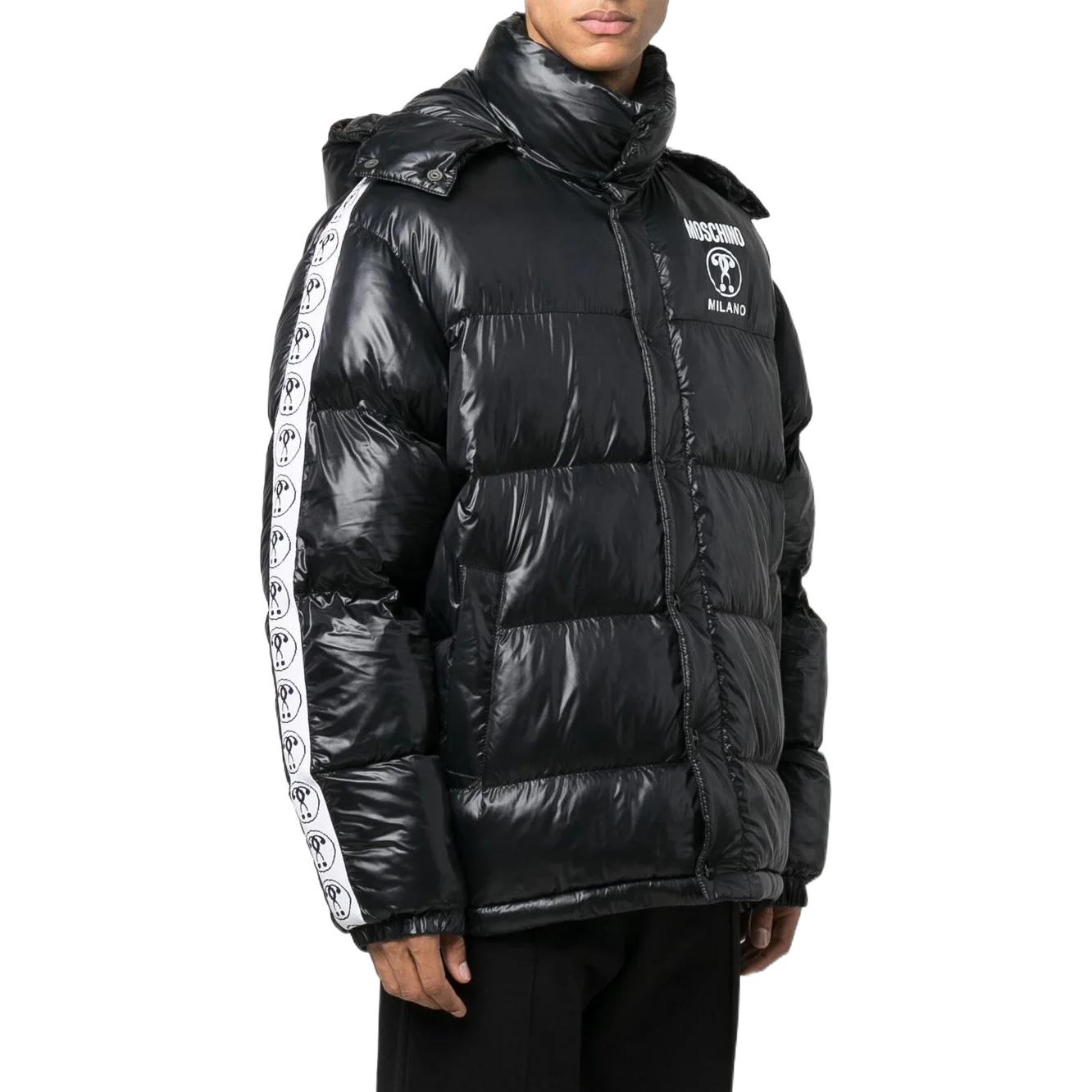 Purchase MOSCHINO FW22 Chaqueta Hoodie Acolchada Negra Hombre Logo Doble Signo de Interrogación. A0634-7017-1555