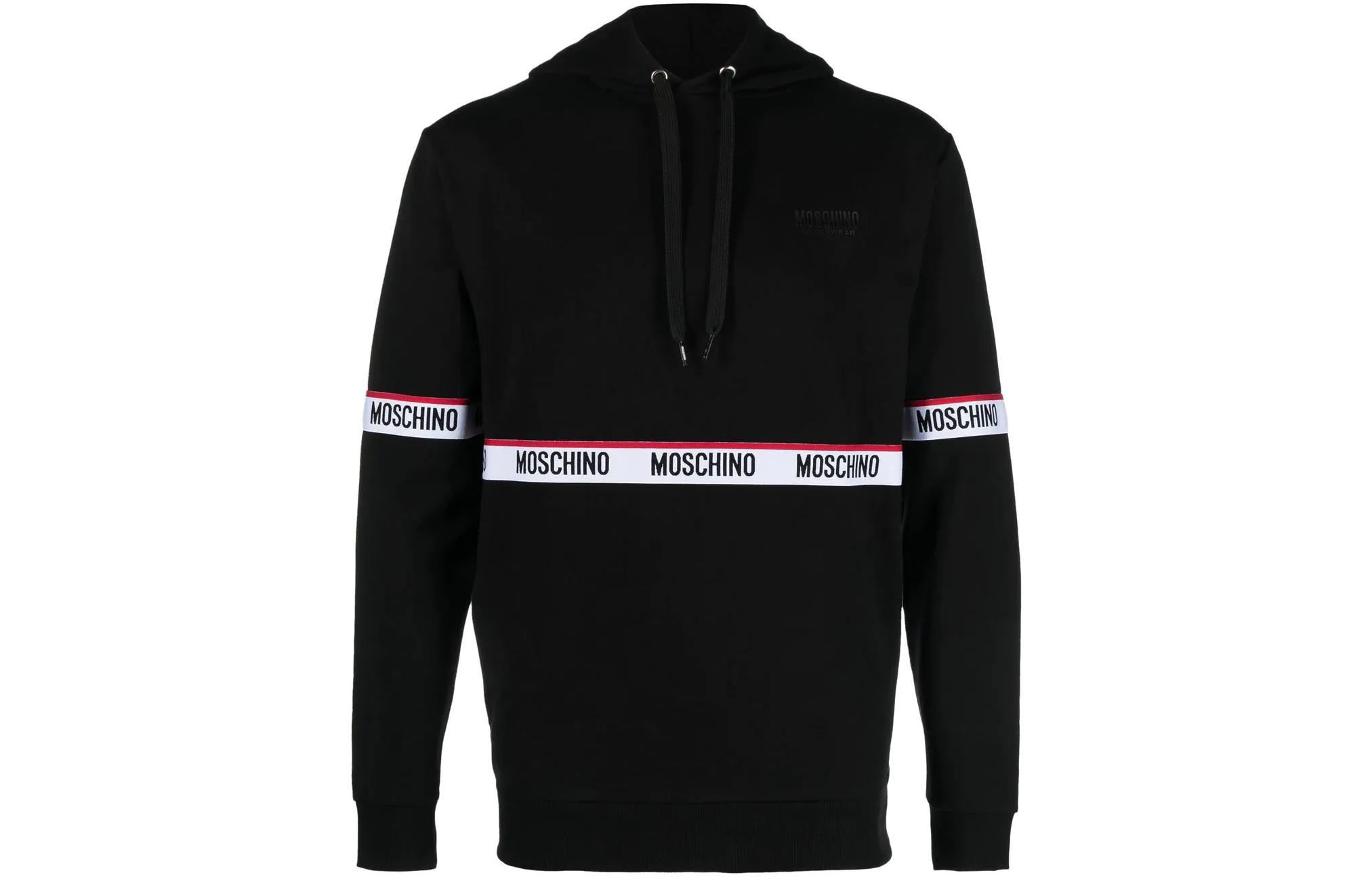 MOSCHINO FW22 Logo Drawstring Hoodie Black A1703-8104-0555