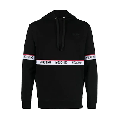 MOSCHINO FW22 Logo Drawstring Hoodie Black A1703-8104-0555