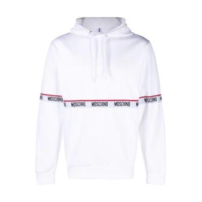 MOSCHINO FW22 Logo Drawstring Hoodie White Long Sleeve A1703-8104-0001