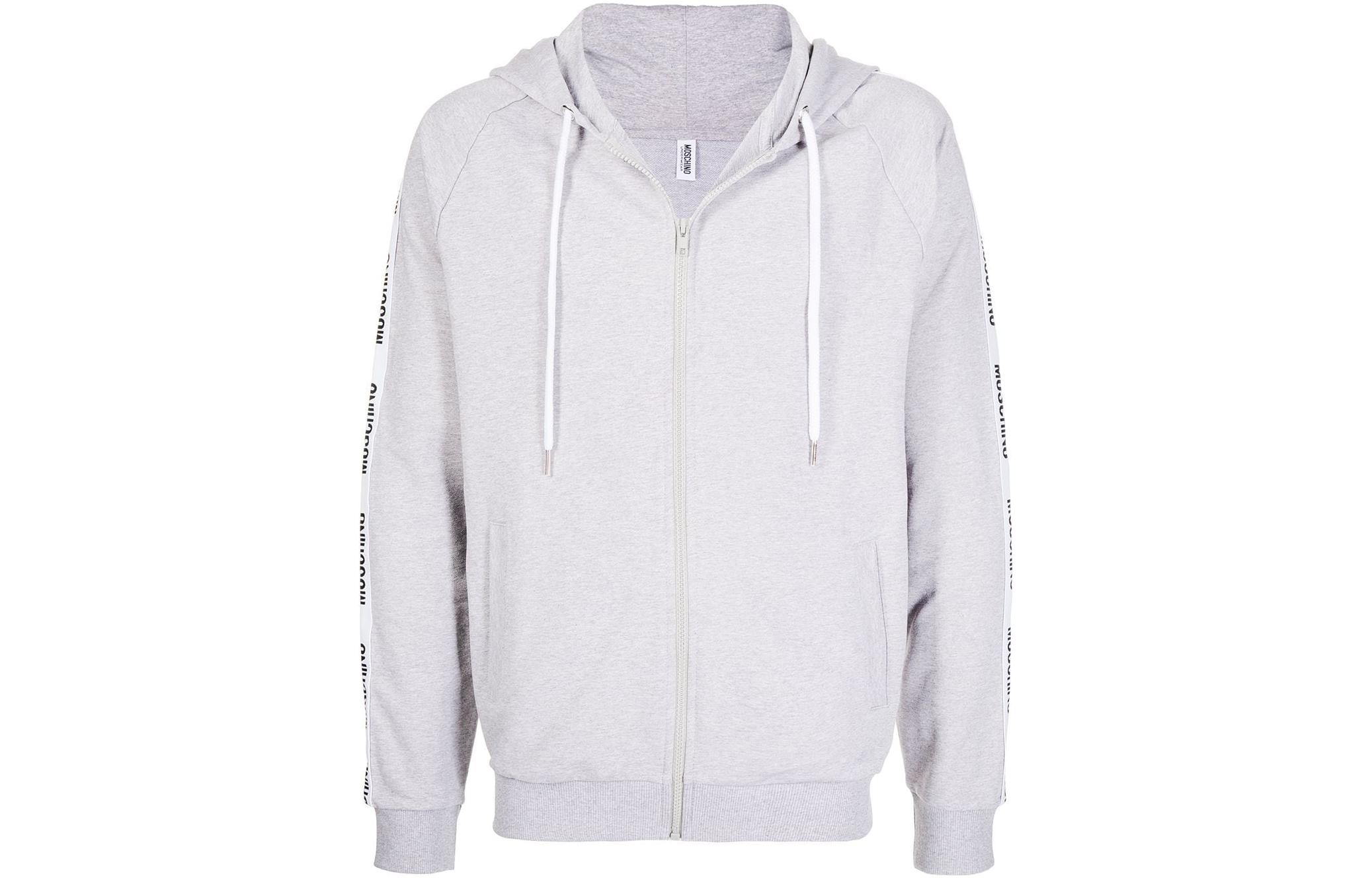 MOSCHINO FW22 Logo Hoodie Zip-Up Jacket Men’s Light Grey A1707-8102-0489