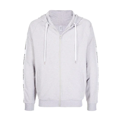 MOSCHINO FW22 Logo Hoodie Zip-Up Jacket Men’s Light Grey A1707-8102-0489
