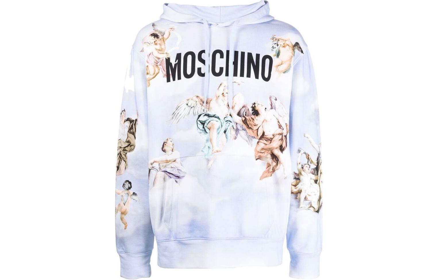 MOSCHINO FW22 Logo Pattern Hooded Sweatshirt Sky Blue A178972271291