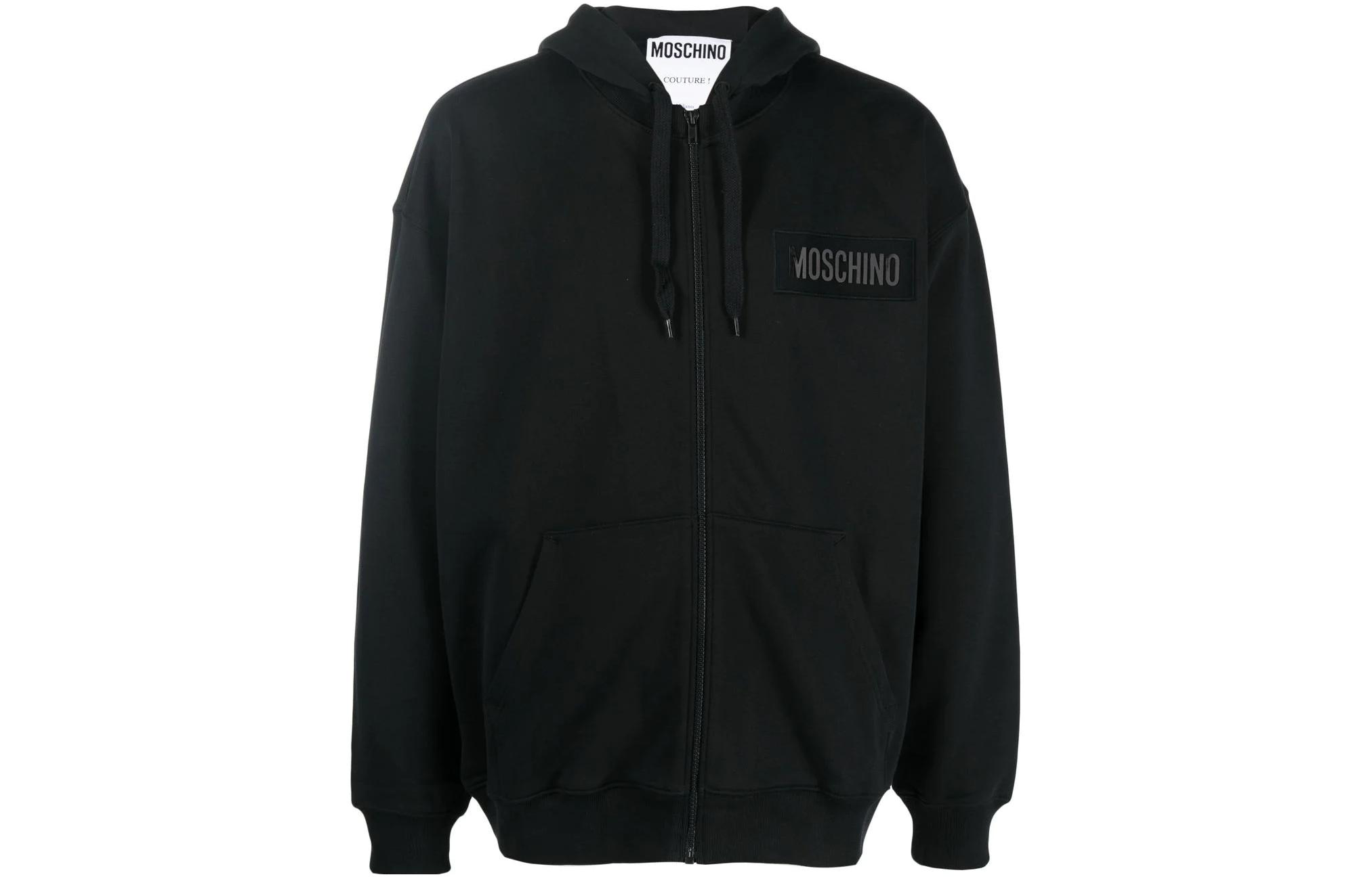 Order MOSCHINO FW22 男士黑色拉鍊連帽衫 Logo 印花款式。 A1722-5228-1555