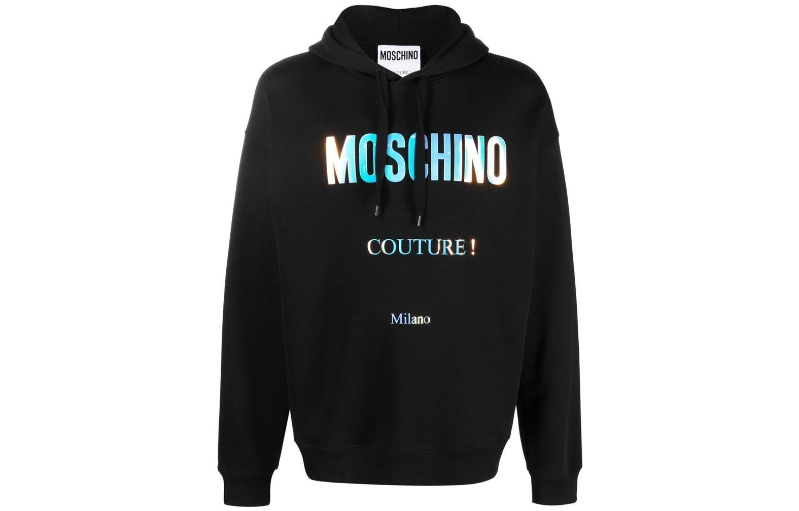 MOSCHINO FW22 Logo Print Cotton Sweatshirt Black A1720-7028-1555