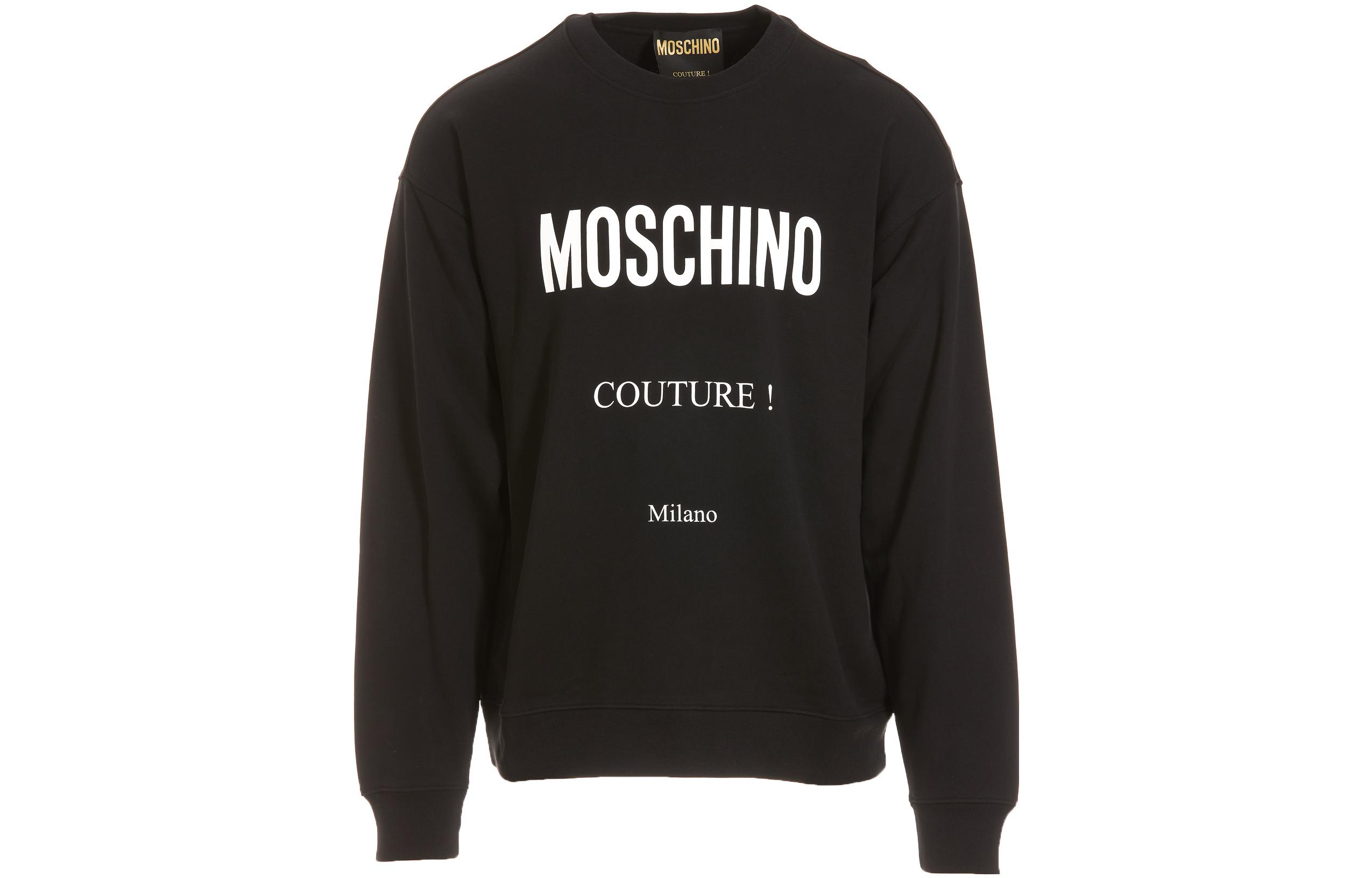 MOSCHINO FW22 Logo Print Crewneck Long Sleeve Sweatshirt Men Black A1705-5228-1555