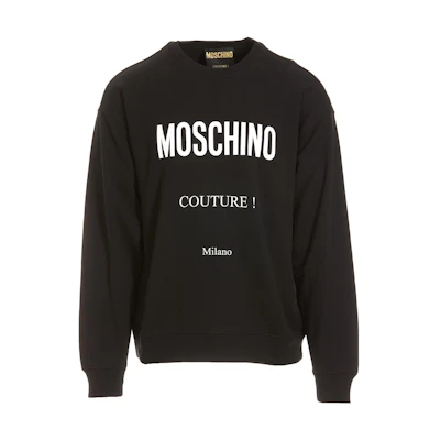 MOSCHINO FW22 Logo Print Crewneck Long Sleeve Sweatshirt Men Black A1705-5228-1555