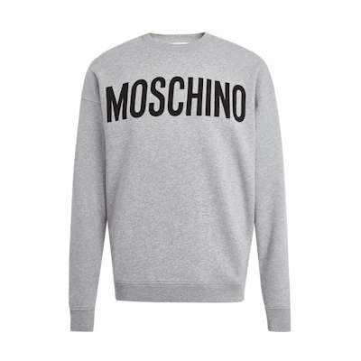 MOSCHINO FW22 Logo Print Crewneck Pullover Sweatshirt Men’s Gray J1718-5227-1485