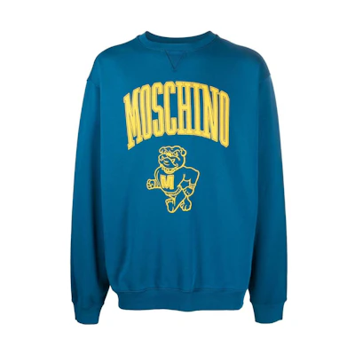 Moschino FW22 Logo Print Crewneck Pullover Sweatshirt Blue A1709-7031-1320