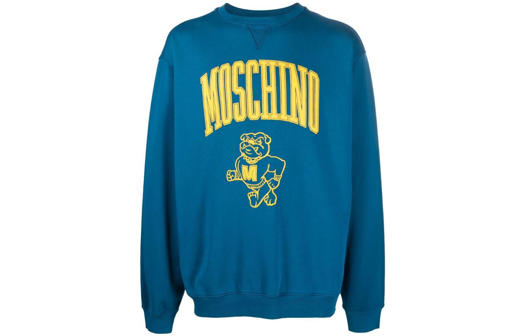 Order Moschino FW22 Logo Print Crewneck Pullover Sweatshirt Blue A1709-7031-1320