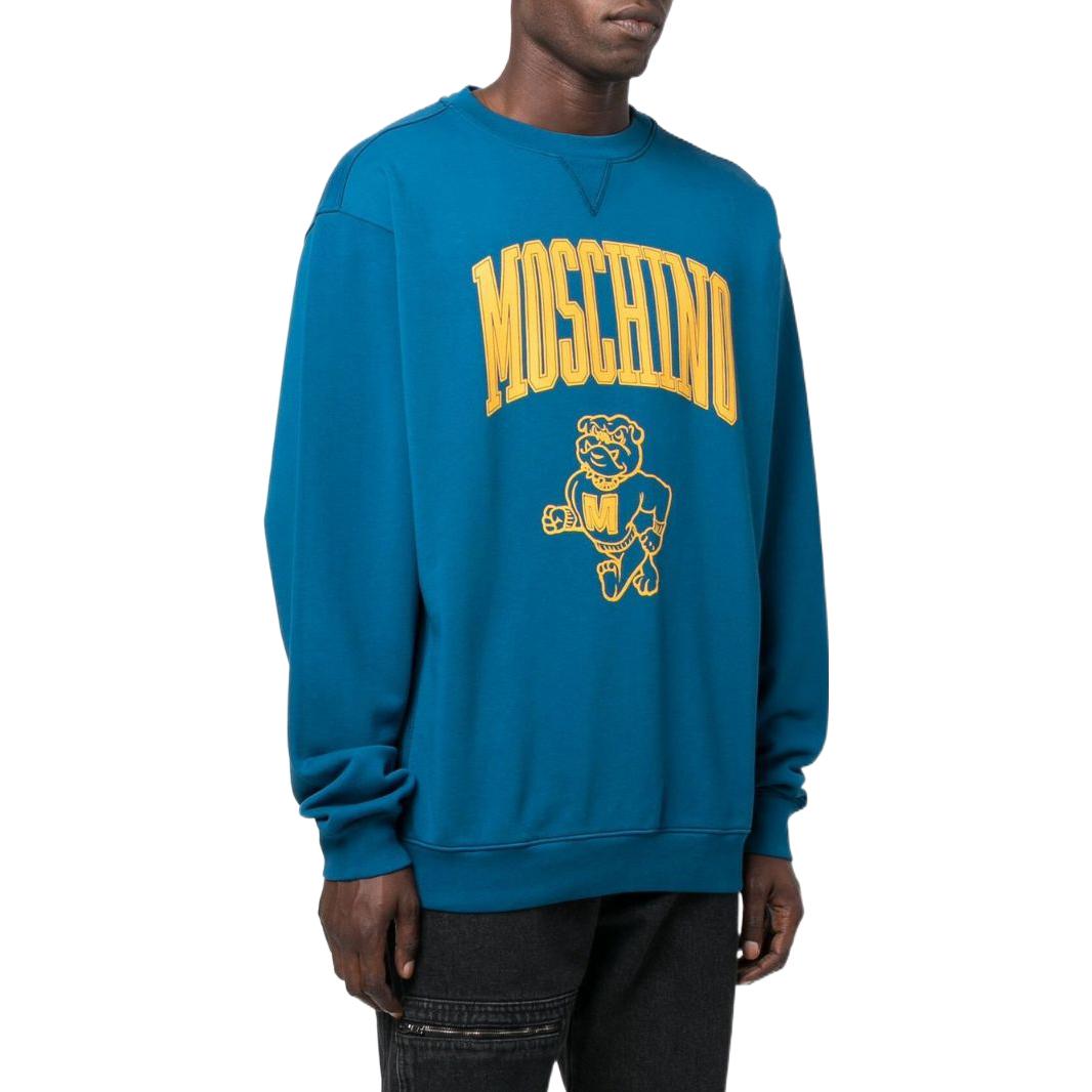 Purchase Moschino FW22 Logo Print Crewneck Pullover Sweatshirt Blue A1709-7031-1320