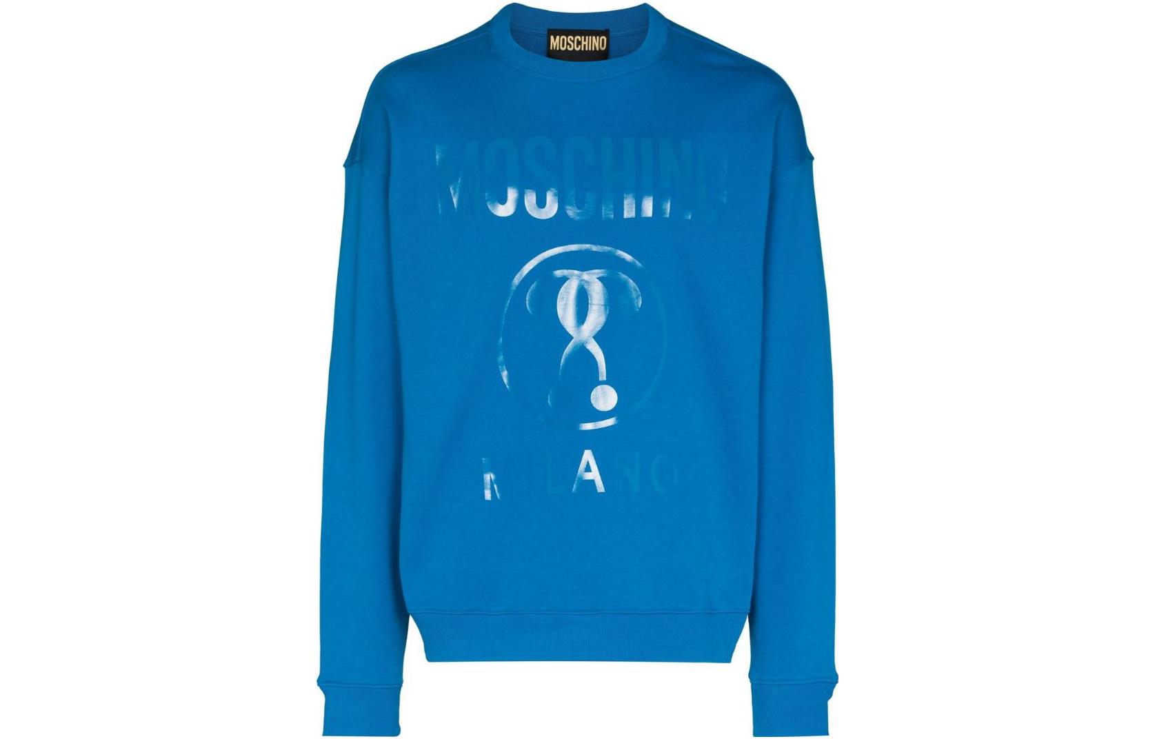 MOSCHINO FW22 Logo Print Crewneck Sweatshirt Blue - A17027-028A-0298