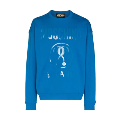 MOSCHINO FW22 Logo Print Crewneck Sweatshirt Blue - A17027-028A-0298