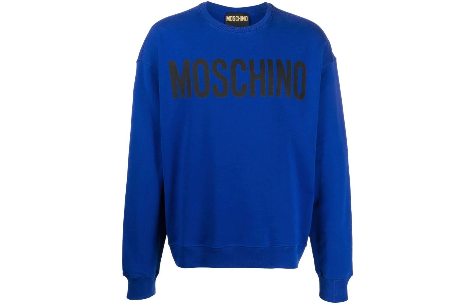 MOSCHINO FW22 Logo Print Crewneck Sweatshirt Blue Mens A170120281296