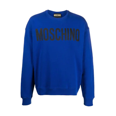 MOSCHINO FW22 Logo Print Crewneck Sweatshirt Blue Mens A170120281296