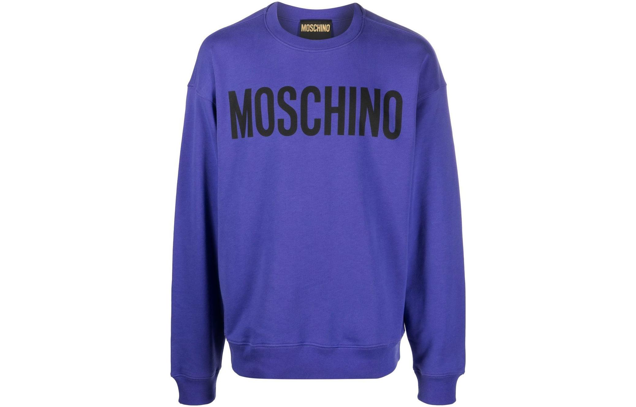 MOSCHINO FW22 Logo Print Crewneck Sweatshirt Grape Purple A1701-5228-1278