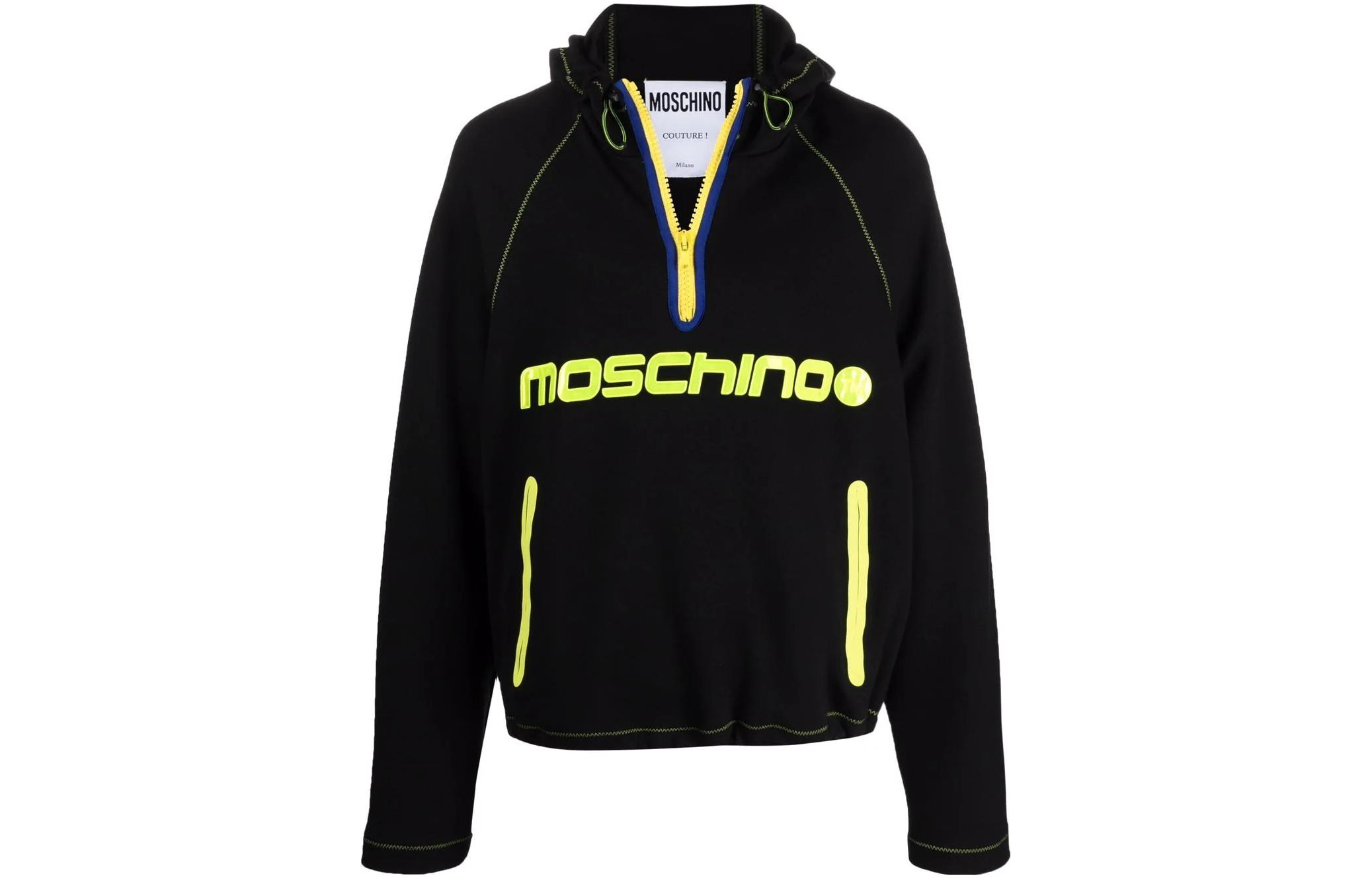 MOSCHINO FW22 Logo Print Half-Zip Sweatshirt Black A1710-2030-1555