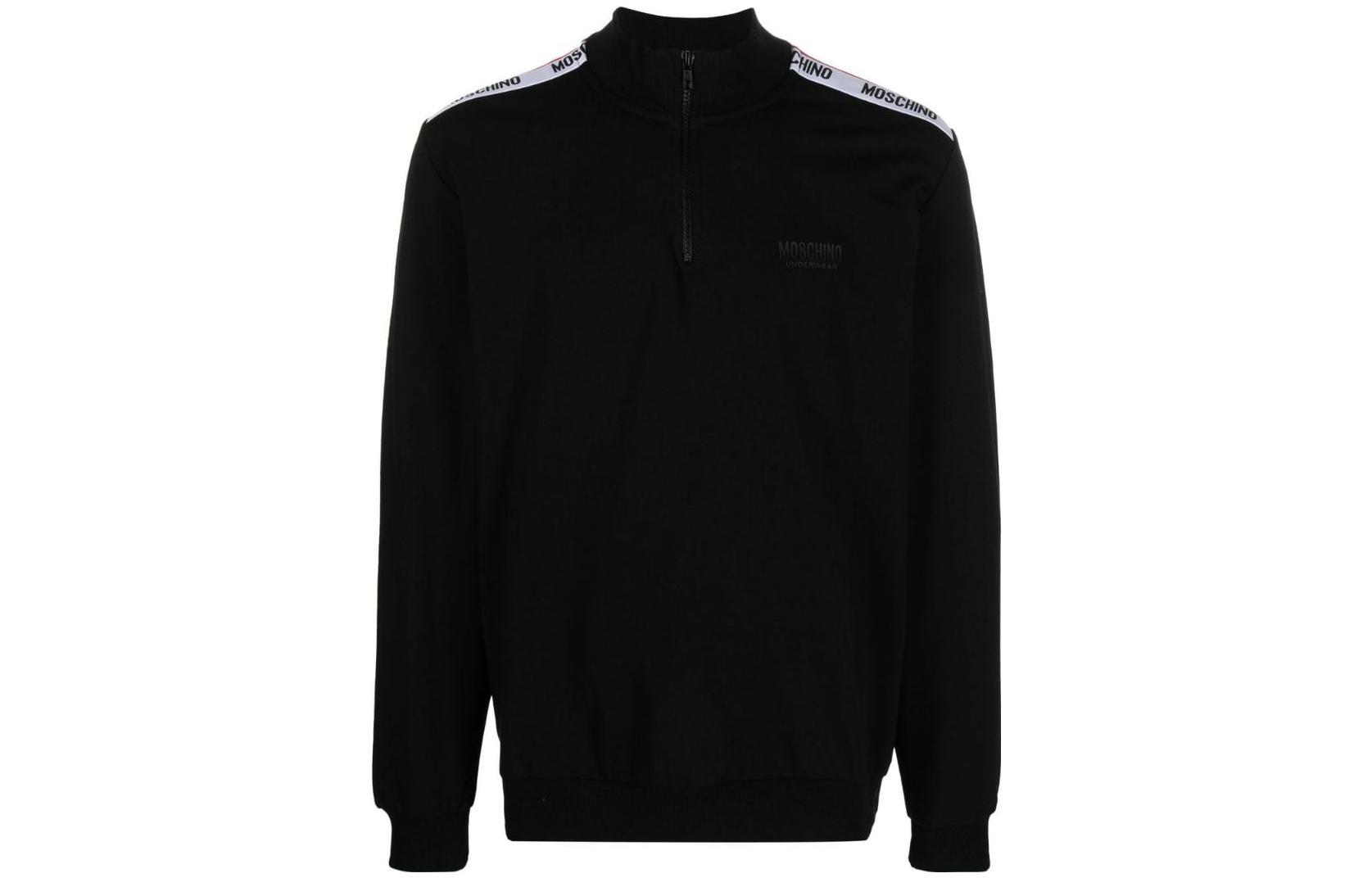 MOSCHINO FW22 Logo Print High-Neck Jacket Black A1704-8104-555