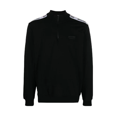 MOSCHINO FW22 Logo Print High-Neck Jacket Black A1704-8104-555