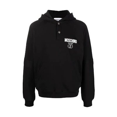 MOSCHINO FW22 Logo Print Hoodie Black Long Sleeve Sweatshirt J1711-7028-2555