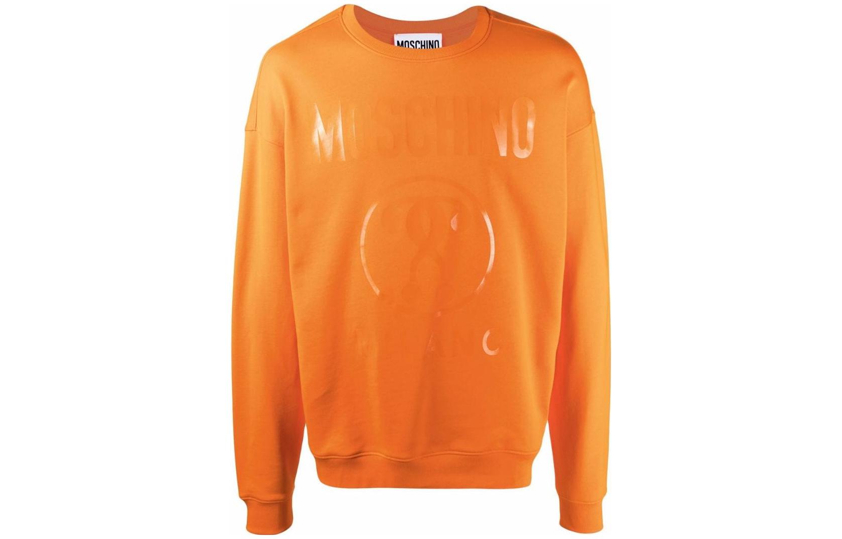 MOSCHINO FW22 Logo Print Oversized Orange Sweatshirt Men’s Long Sleeve J170470270063