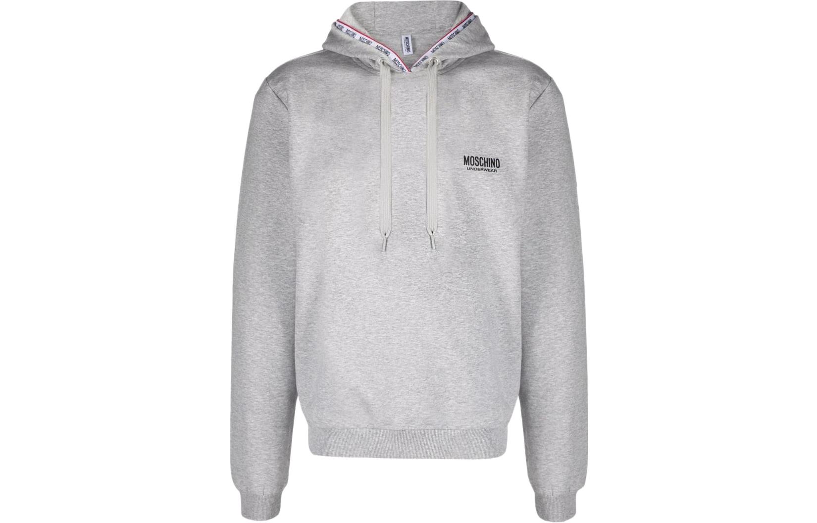 MOSCHINO FW22 Logo Print Pullover Hoodie Gray A1708-8111-489