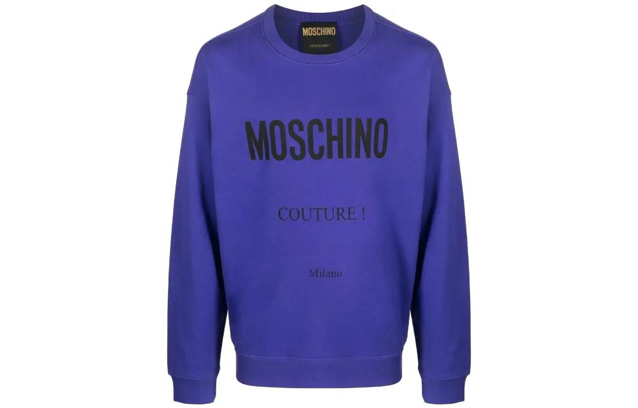 MOSCHINO FW22 Logo Print Pullover Sweatshirt Blue A170552281278
