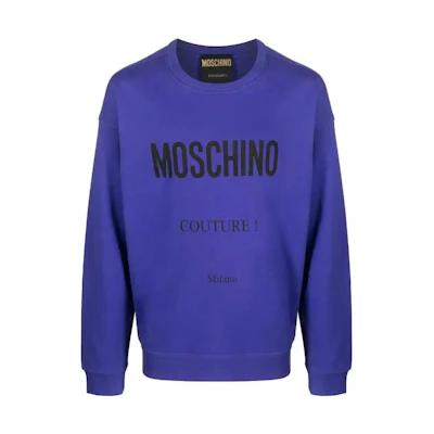 MOSCHINO FW22 Logo Print Pullover Sweatshirt Blue A170552281278