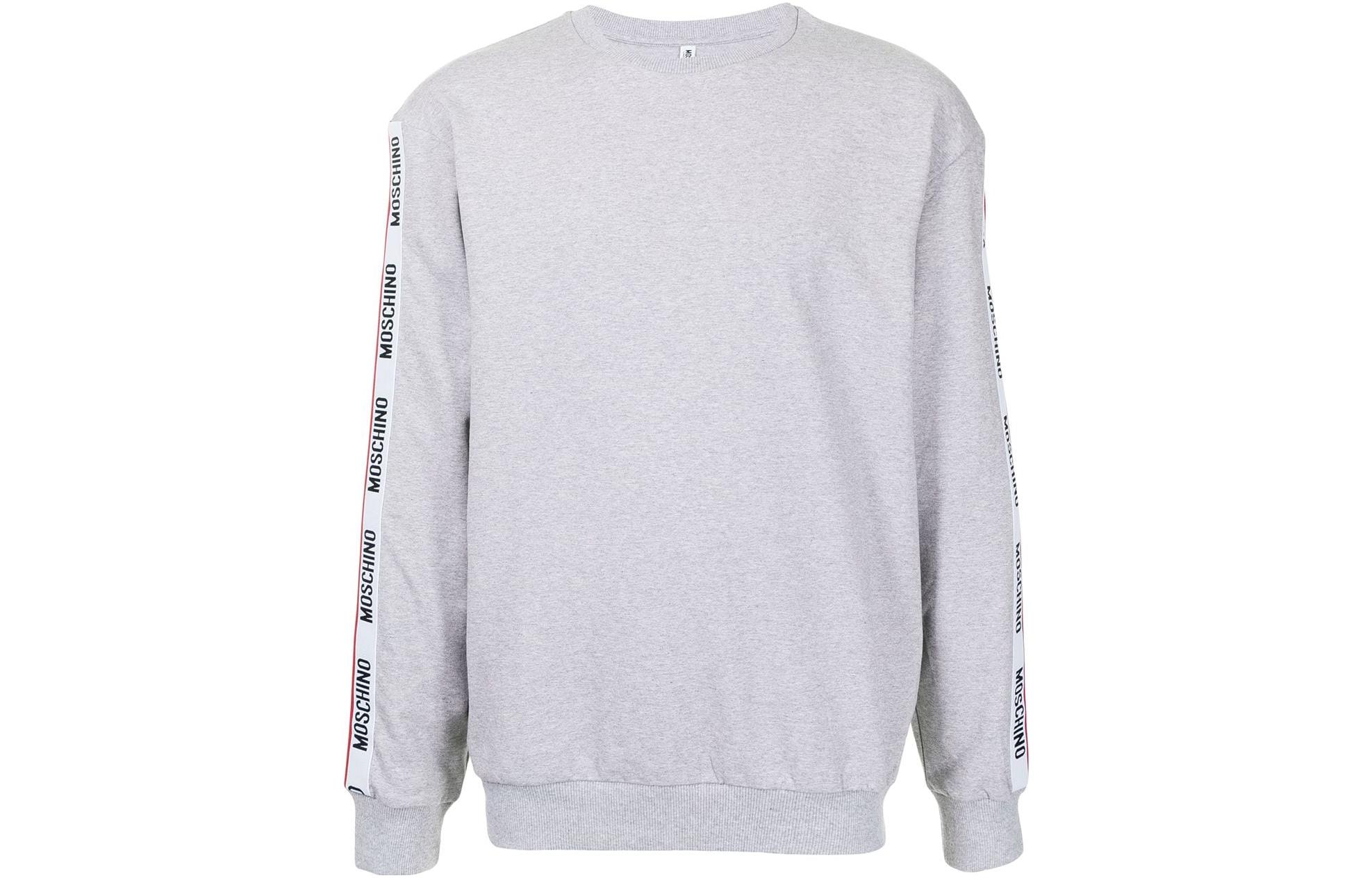 MOSCHINO FW22 Logo Tape Crewneck Long Sleeve Sweatshirt Grey A170-6810-4489