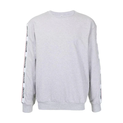 MOSCHINO FW22 Logo Tape Crewneck Long Sleeve Sweatshirt Grey A170-6810-4489
