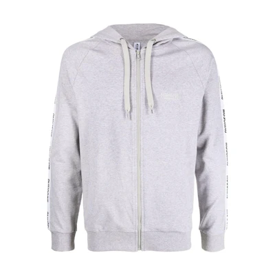 MOSCHINO FW22 Logo Tape Zip Hoodie Men’s Gray A1702-8104-0489