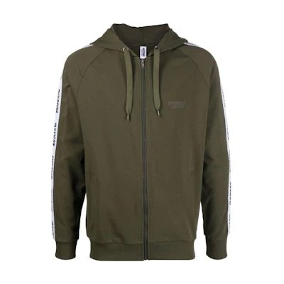 MOSCHINO FW22 Logo Tape Zip Hoodie Military Green A1702-8104-0430