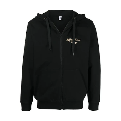 MOSCHINO FW22 Logo Zip-Up Hoodie Black Long Sleeve Jacket A1709-2324-0555